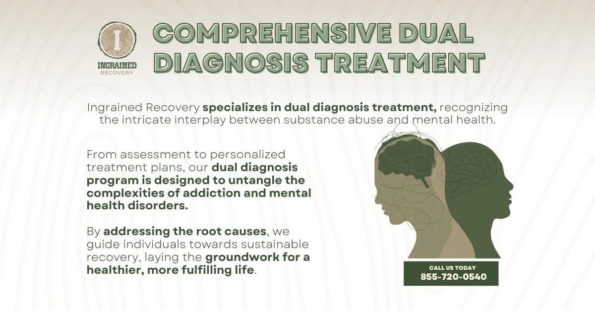A dual diagnosis treatment in georgia infographic from ingrained recovery