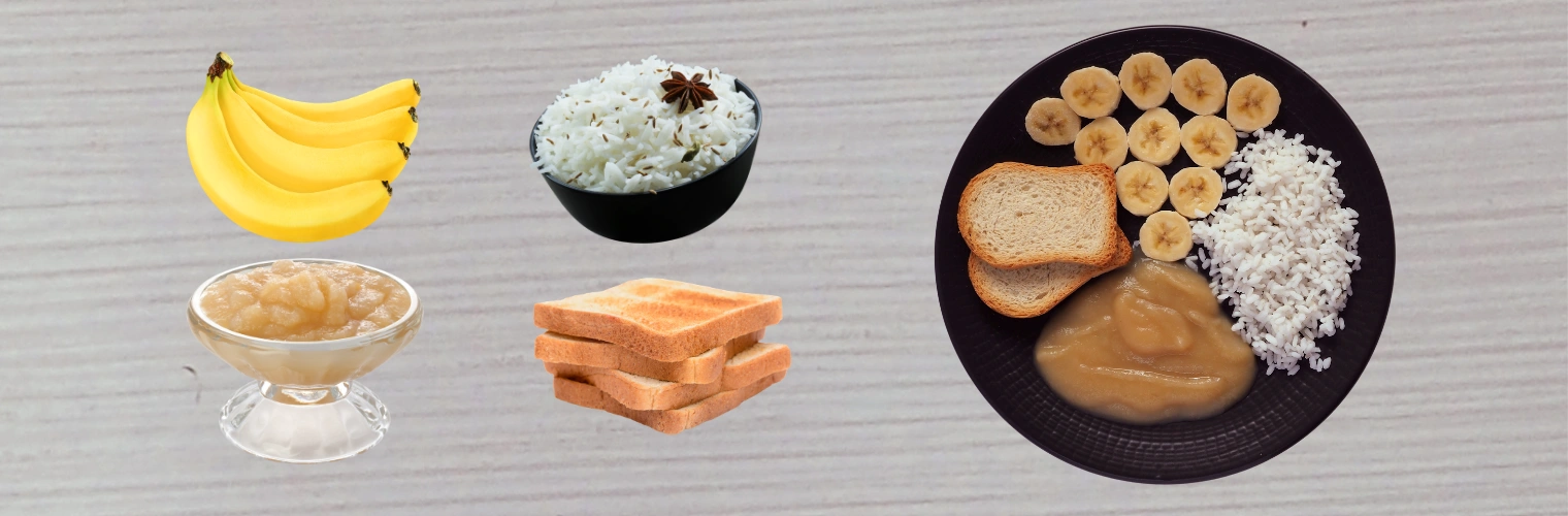 BRAT Diet - bananas, rice, applesauce, and toast Images of bananas, rice, applesauce, and toast - BRAT Diet