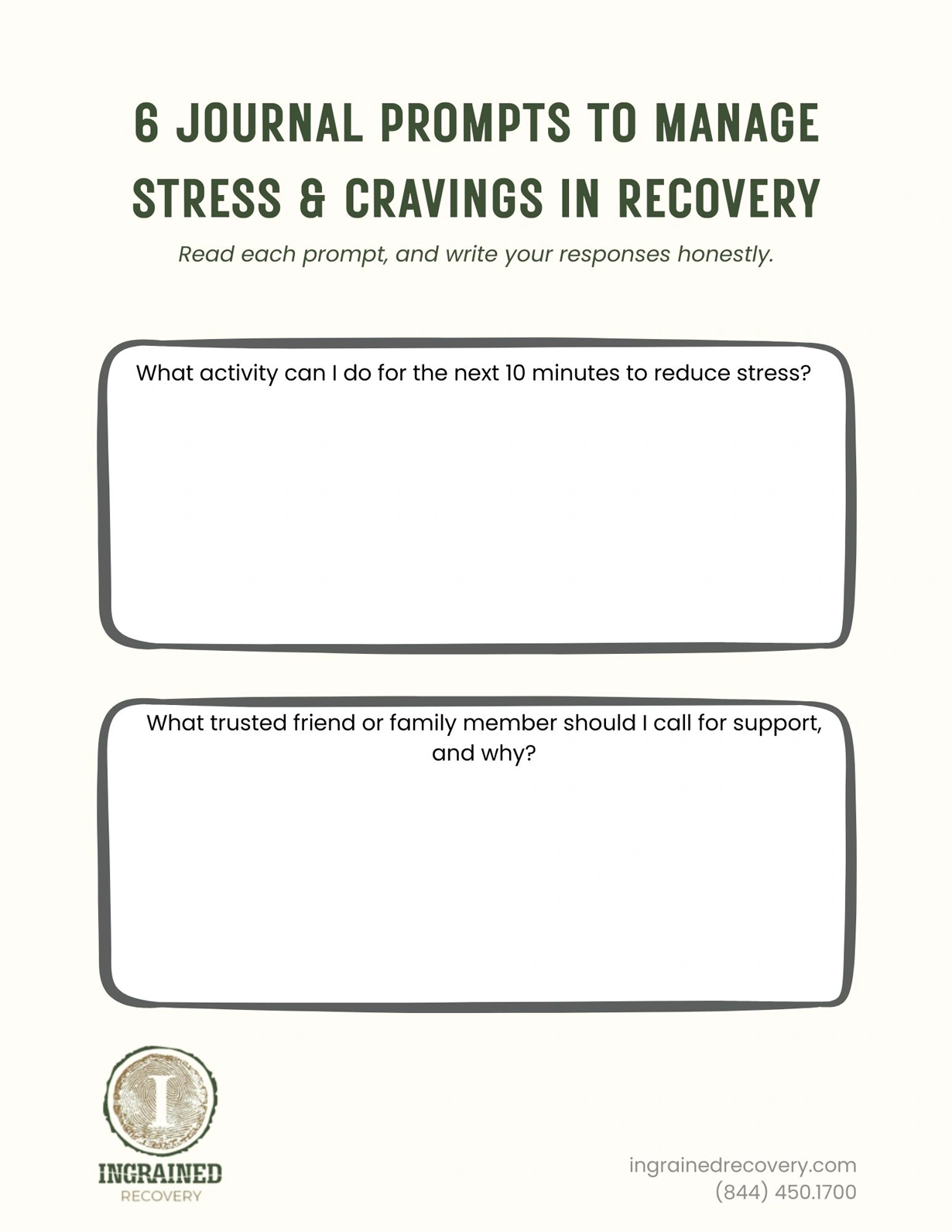 Relapse Prevention Worksheet - Journaling Prompts and Reflection Tools 2 - Ingrained Recovery