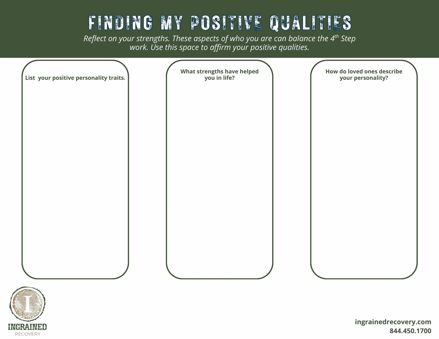 Fourth Step Worksheets with Finding Your Positive Qualities - Ingrained Recovery Fourth Step Worksheets with Finding Your Positive Qualities - Ingrained Recovery