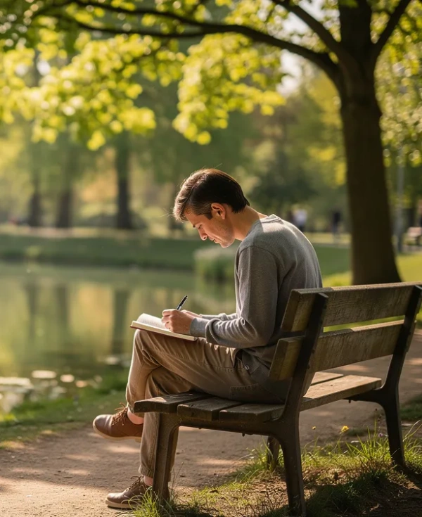 Image of a person writing in a journal notebook as part of a structured mental health reflection and therapy practice Image of a person writing in a journal notebook as part of a structured mental health reflection and therapy practice