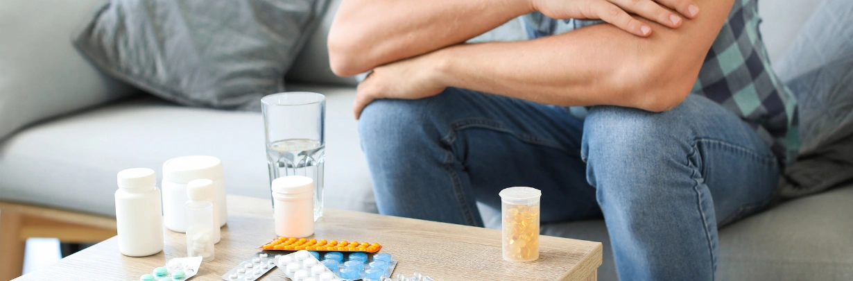 Image of reviewing prescription medications at home Image of reviewing prescription medications at home