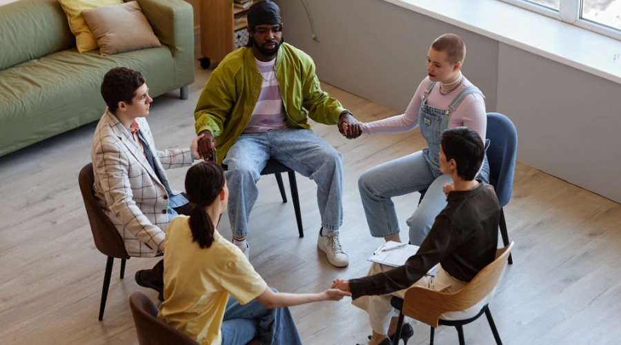 Image of a group matching triggers to coping tools for addiction recovery